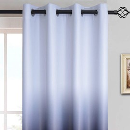 Yakamok Light Blocking Gradient Color Curtains Black Ombre Blackout Curtains Room Darkening Thermal Insulated Grommet Window Drapes for Living Room/Bedroom (Black, 2 Panels, 52x63 Inch)