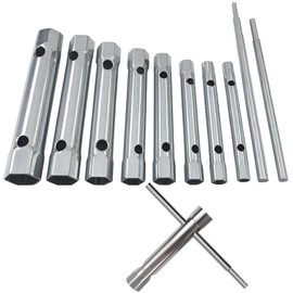 LADEPROS Tubular Socket Spanner Set 8 Pieces 6-22 mm Double-Sided Spark Plug Wrench with Extension Rods for Tight Spaces and Plumbing Work