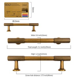 Amerdeco 10 Pack Antique Brass Cabinet Pulls 3.75 Inch(96MM) Hole Centers Kitchen Cabinet Handles Hardware Kitchen Handles for Cabinets Cupboard Handles Drawer Pulls ZH0071