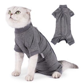 LIANZIMAU Cat Bodysuit After Surgery Cat Bodysuit for Cats Operation Long Sleeve One-Piece Cat Clothing E-Collar Alternative