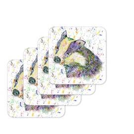 Coaster Badger British Wildlife Animals Coasters Watercolour Art Gift Work Office Dining Tea coffee (4)