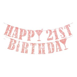QYCX 1 Pcs 21st Birthday Banner 21st Birthday Party Decorations Happy 21st Birthday Party Glitter Banner Milestone Birthday Party Decorations for 21 Years Old Birthday Anniversary Party Decorations