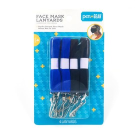 Mask Lanyard Set, 4 Pack, Blue and Black