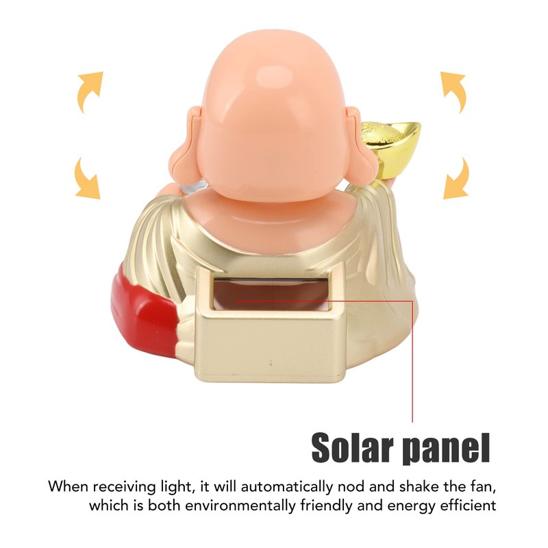 Topyond Solar-Powered Laughing Buddha Ornament - Automatic Nodding and Smiling