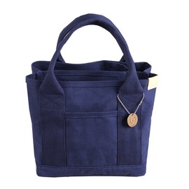 Lunch Tote Bag Canvas Solid Color Large Capacity Portable Lunch Cooler Bag for Sport Working Dark Blue