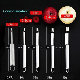 AngelReally Corer and Pitter - Juego de 5 tamaños de herramienta multifunción para quitar frutas y horcheras de acero inoxidable para la cocina del hogar, pera, cereza, azufaifa y dátiles rojos