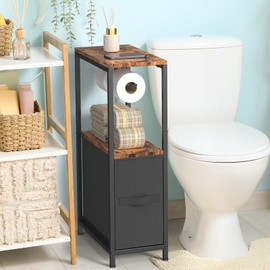 NOVIMANGO Toilet Paper Holder Stand with Drawer, Free Standing Toilet Paper Holder, Standing Small Bathroom Storage Cabinet, Slim Toilet Storage Cabinet for Small Space