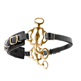 AMKA Hackamore Baroque with 3 Rings Noseband Leather Black Suits Gold