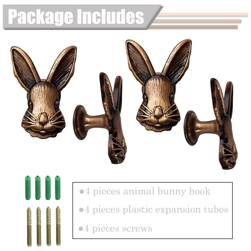 EIiegh Rabbit Coat Hooks, Creative Animal Wall Hook, Decorative Wall
