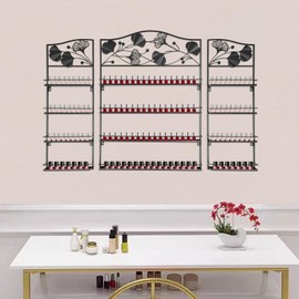 SanyingYZ 3PCS Wall Mounted Nail Polish Storage Racks, Metal Display Rack Cosmetic Display Case Lipstick Wall Shelf Essential Oil Organizer for Nail Polish Bottles Spa Nail Salon (Black)