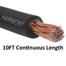 Harmony Audio 1/0 0 Gauge Car Stereo Matte Black Power Cable Amp Wire - 10 FT