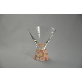 有田焼 浪漫 Glass Sake Glass Trapezoid Red 小菊 HT – 18 – 7