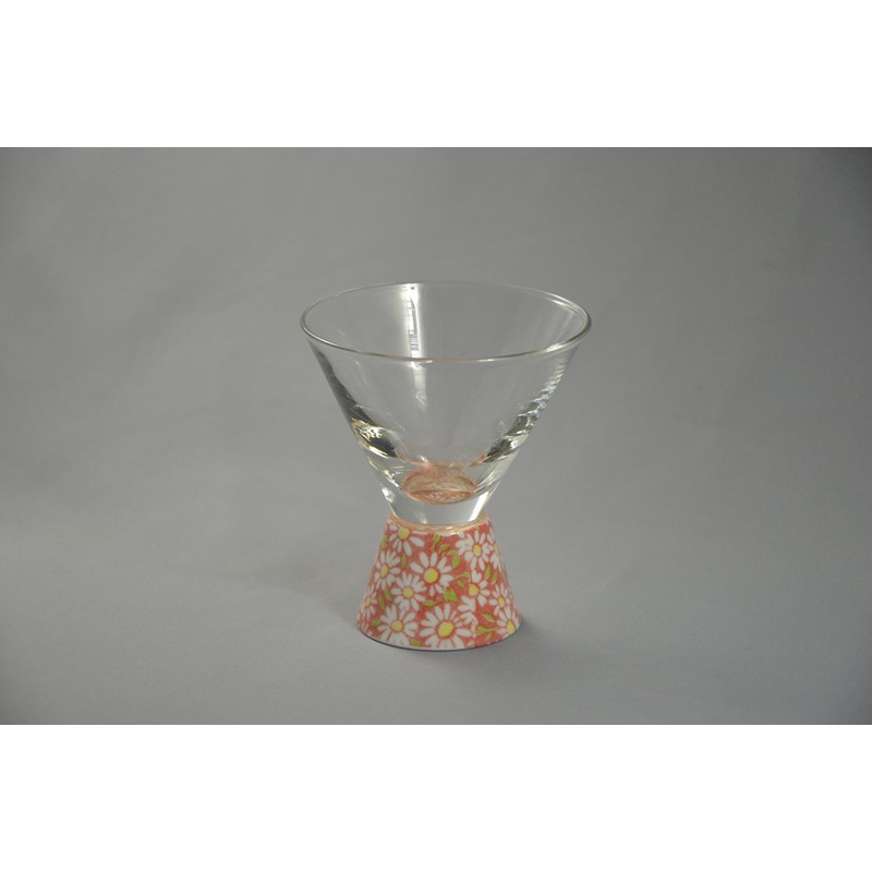 有田焼 浪漫 Glass Sake Glass Trapezoid Red 小菊 HT –