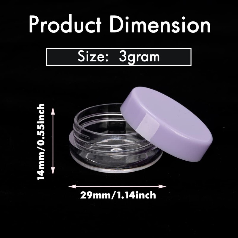 GOLACKY 100 Mini Sample Jars with Lids - 3 Gram