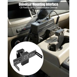 Upgrade Adjustable CB Radio Bracket Cup Holder Mount for Truck & SUV, Heavy Duty Truck Communication Mount Fit for Ham CB Pro Satellite Radio & All Universal 2 Hole Fit AMPS Pattern Mounting Device