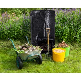 MyLifeUNIT Compost Bins Outdoor, Composting Bin for Outside Garden, Reusable Garden Yard Waste Bag, 34 Gallon (2 Pack, Black)