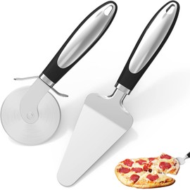 Stainless Steel Pizza Cutter Wheel,Sharp Pizza Slicer for Cutting,Kitchen Pizza Cutter With Rocker Blade,Kitchen Gadgets,Dishwasher Safe,Comfortable to Hold,Black