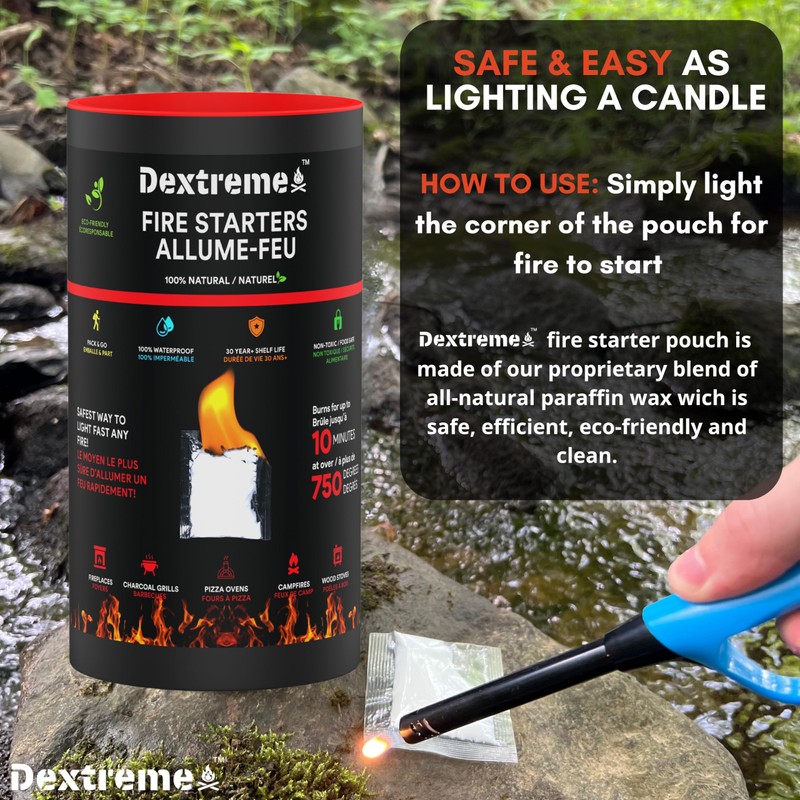 Dextreme Quick Instant Fire Starter - Waterproof All-Purpose Indoor &