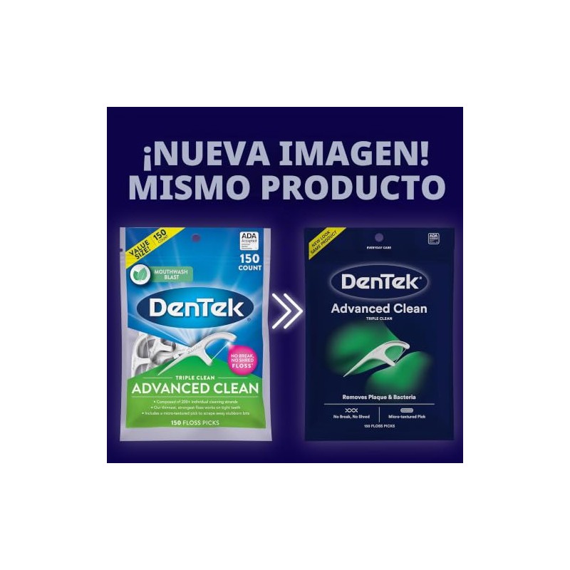 DenTek Triple Clean - Púas de hilo dental, garantía sin