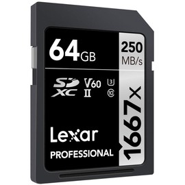 Original Lexar 1667x V60 250MB/s Flash Memory sd cards 64gb 128GB UHS-II U3 Card high speed 256GB SDXC For 3D 4K HD video (64GB)