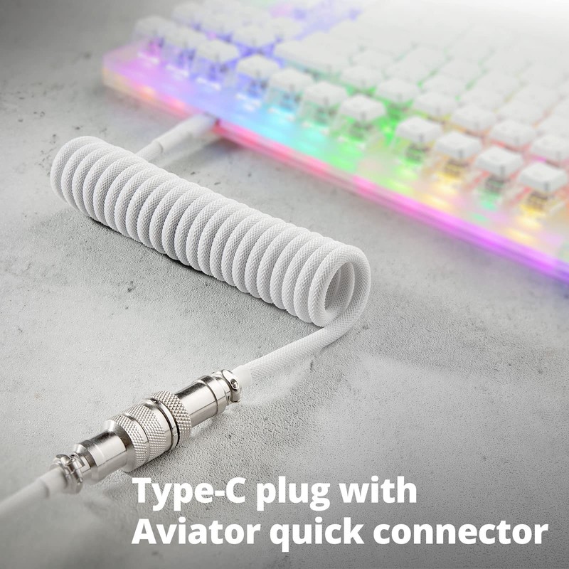 GunMjo Pro Custom Coiled USB C Cable for Gaming Keyboards,