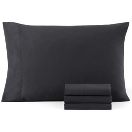 Casa Platino Pillow Cases 4 Pack - 50x90 cm King Size - Pre-Washed Brushed Microfiber with Envelope Closure – Soft and Wrinkle-Free - Black