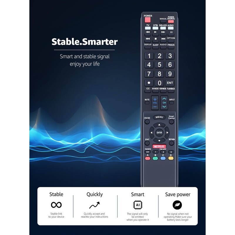 GB118WJSA Replacement TV Remote Control for Sharp Television Fit for