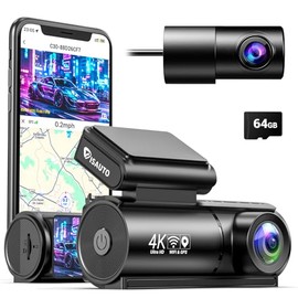 VISAUTO C30 Dashcam para Auto 4K,Camara para Carro WiFi GPS, Camara Automóvil con Visión Nocturna, Tarjeta de 64 GB, Sensor G, Monitor de Aparcamiento