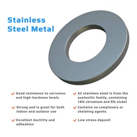 M16 Flat Penny Washer Stainless Steel A2 (Pack of 10) Plain Wide Round Metal Stainless Steel Washers for Screws – According to Standart ISO 7089 DIN 125 M16 (17mm x 30mm)