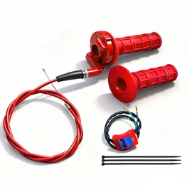 7/8 22mm Twist Throttle Accelerator Handle Grips for Pit Bike Mini Bike Throttle Cable Kit 4-Stroke Dirt Bike Pocket Bike for 50cc 90cc 110cc 125cc150cc 200cc 250cc (Red)