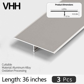 VHH 3 Set Light Gray Aluminum T-Shaped Molding,Metal T-Molding Trim for Ground Transition and Floor Gap(36"x1.6")