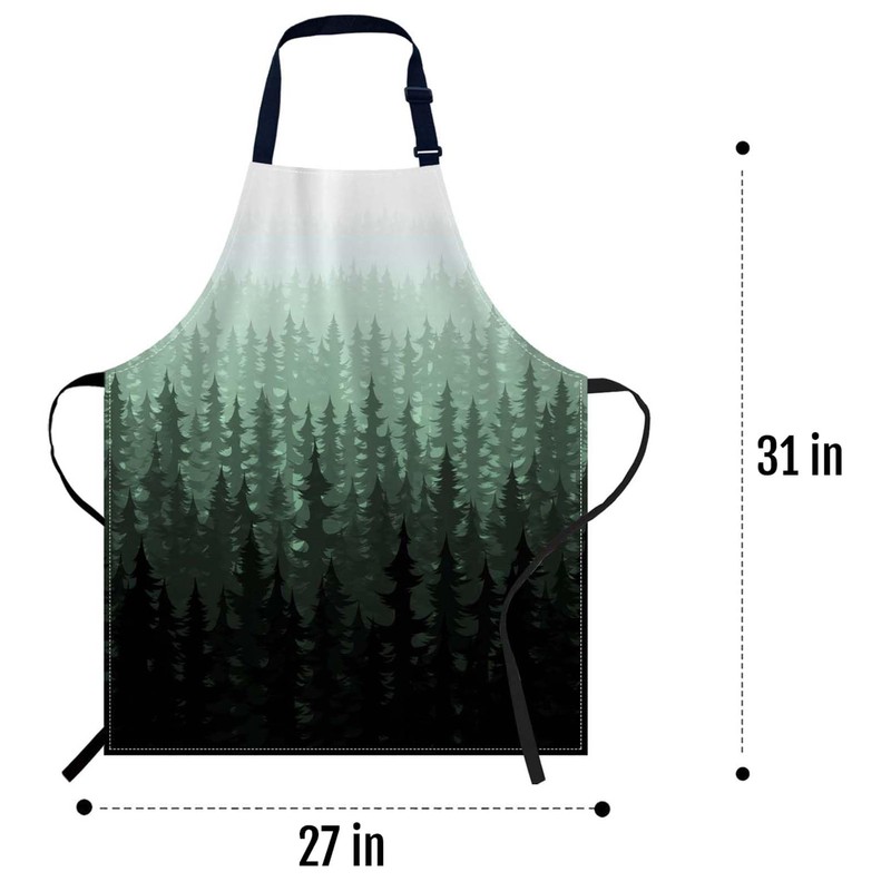 oFloral Watercolor Pine Trees Apron Adjustable Apron Cooking Kitchen Chef