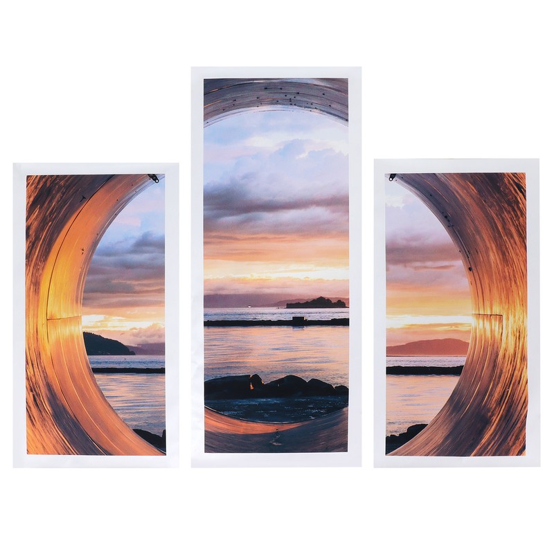 5PCS Frameless Canvas Painting Seaport Pattern Wall Art Picture for
