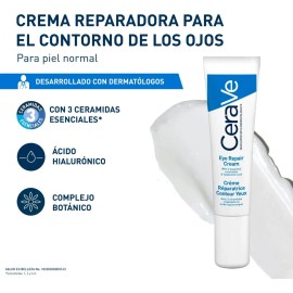 CeraVe Crema Reparadora para el Contorno de los Ojos | Fórmula Ligera | Mejora la Apariencia de las Ojeras y Bolsas | Rápida Absorción Sin Sensación G