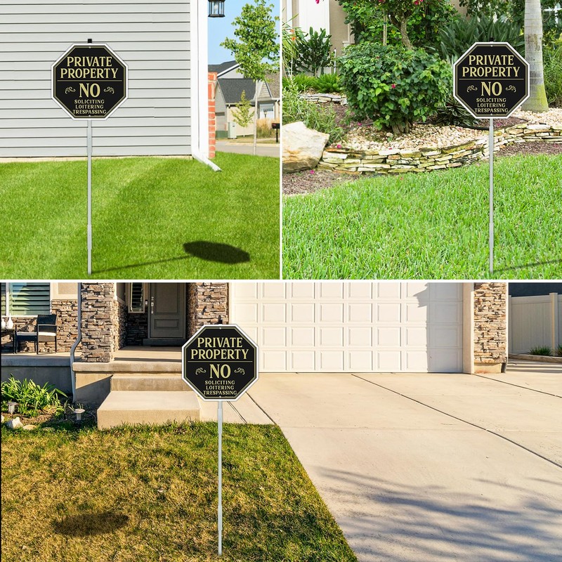 Faittoo Private Property No Soliciting Sign for House with 42"