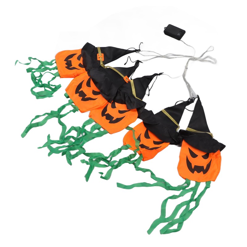 Pumpkin String Lights Clear Pattern Spooky Ambience Battery Powered LED