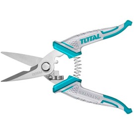 TOTAL - Electrician's Scissors - with Serrated Stripping Blade - Stainless Steel - 178 mm - Ideal for Electrical Projects