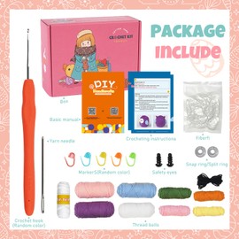 AIDINGO DIY Crochet Easter Bunny Egg Crochet Starter Kit for Beginners Knitting Kit for Adult Kids with Step-by-Step Video Tutorials and Yarns, Hook, Complete Crochet Accessories