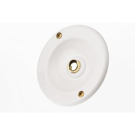 HUBER Flush-Mounted Bell Push 1-Way Brass Round Door Bell Push Button Front Door Bell Flush-Mounted Brass Bell Switch Bell White