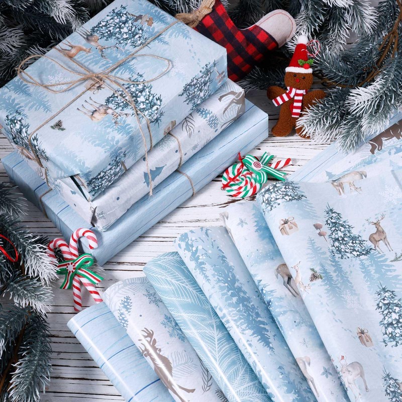 12pcs Christmas Wrapping Papers, 26.97x19.88 Inch Gift Wrapping Paper Roll