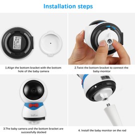 HOLACA Baby Monitor Mount Flexible Twist Stand for Hellobaby BOIFUN Baby 5S BOIFUN Baby 5s,BOIFUN Baby 6T,BOIFUN Baby 2S,BOIFUN VB805 with Other 1/4Threaded Hole,Clip Mount Twist Mount