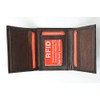 Mens Trifold Leather Wallet RFID Blocking Brown Marshal New