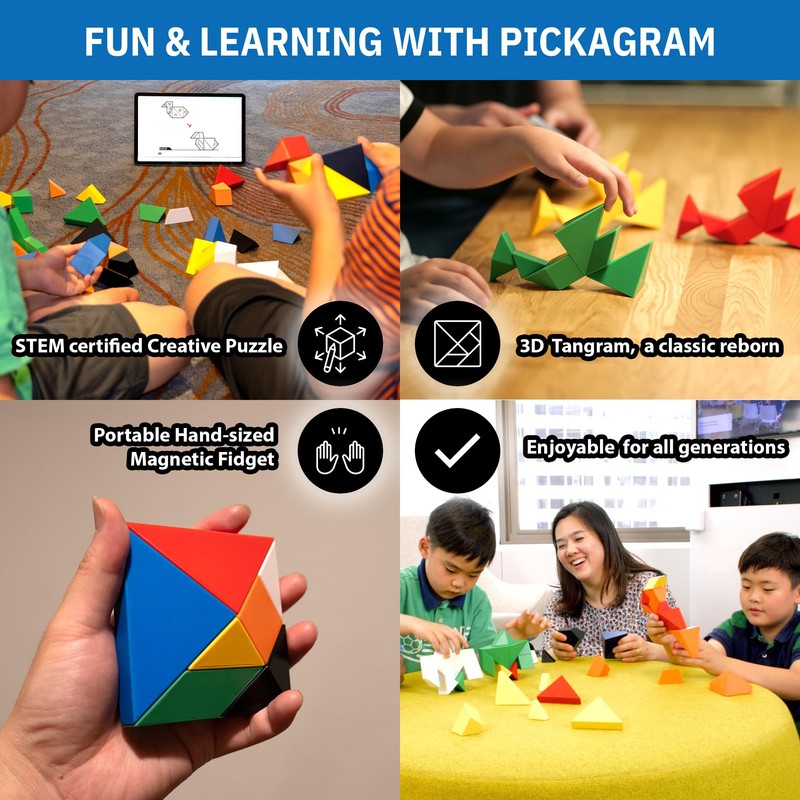 Pickagram Tangram 3D Magnetic Puzzle for Kids (8-12), Adults &