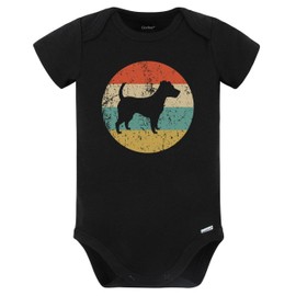 Retro Jack Russell Terrier Icon Dog Silhouette Baby Bodysuit (Black), 3-6 Months Black