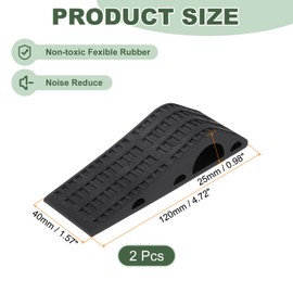 sourcing map 2 Pcs Door Stoppers for Bottom of Door, 25mm/0.98 Inch Door Stops, Rubber Door Stopper Wedge Anti Slip, Window Stopper Door Stackable, Black