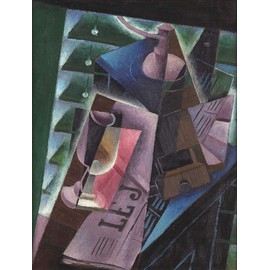 WONDERFULITEMS Coffee Grinder and Glass Table Le Journal Newspaper 1915 Cubism Painting by Juan Gris 20" X 24" Image Size Repro Canvas Rolled Up