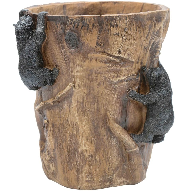 BLACK FOREST DECOR Climbing Black Bears Waste Basket – Rustic