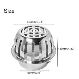 NACX 110mm / 4.3” Stainless Steel Dome Floor Drain Cover, Round Shape Floor Drain Strainer for Home Bathroom Yard Balcony