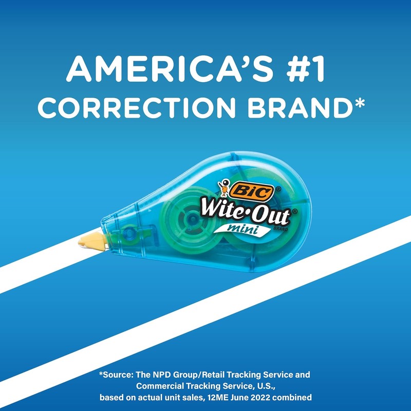 BIC Wite-Out Brand Mini Correction Tape, White, 12-Count
