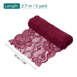 sourcing map 7.1 Inch Wide 3 Yard Lace Ribbon Floral Pattern Dark Red Lace Trim Ribbon for DIY Crafts, Gift Wrapping Bouquets, Wedding Decor, and Sewing Making